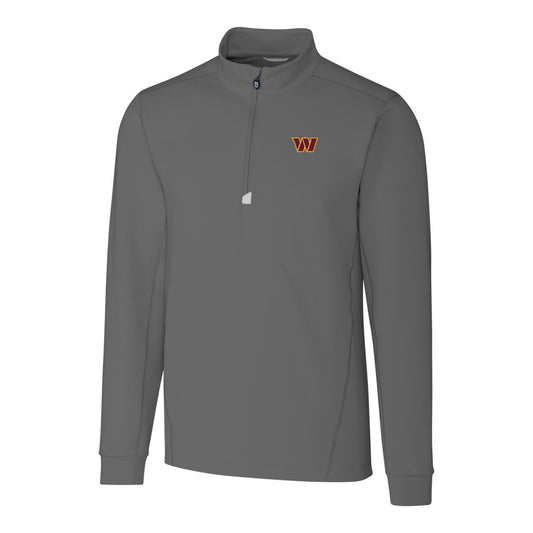 Men's Cutter & Buck Gray Washington Commanders Big & Tall Traverse Stretch Quarter-Zip Pullover Jacket