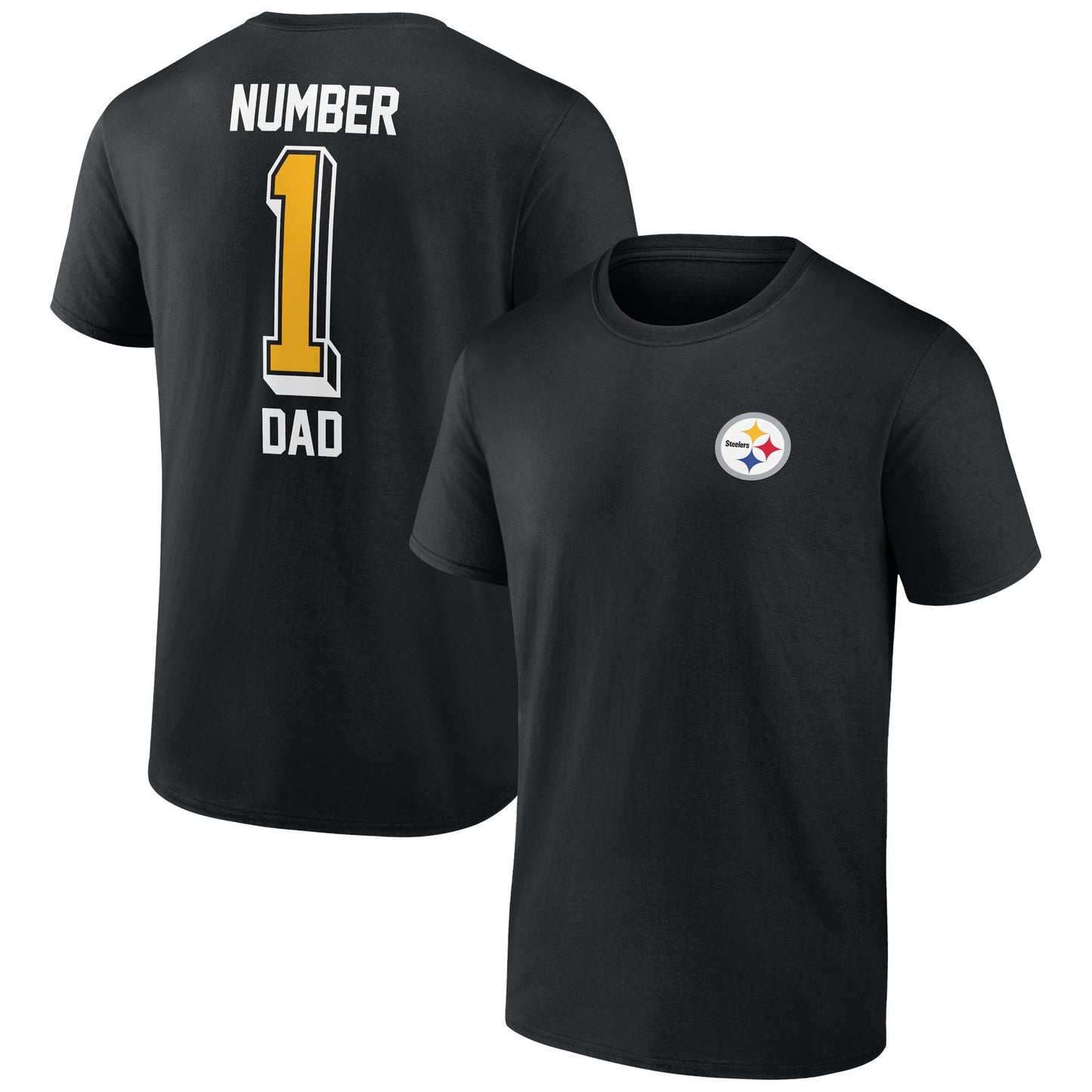 Men's Black Pittsburgh Steelers Number One Dad T-Shirt