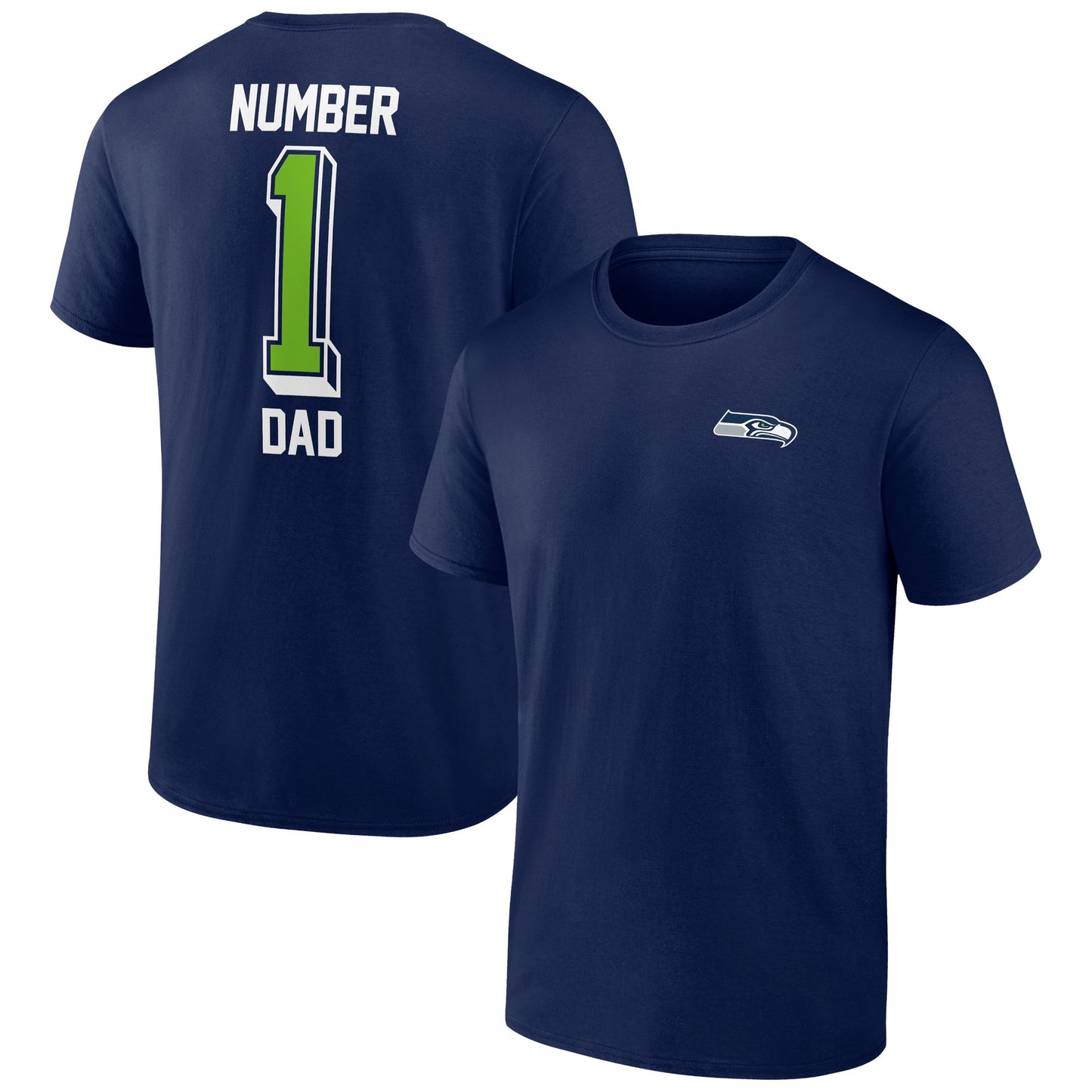 Men's College Navy Seattle Seahawks Number One Dad T-Shirt