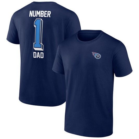 Men's Navy Tennessee Titans Number One Dad T-Shirt