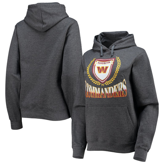 Women's WEAR by Erin Andrews Heathered Gray Washington Commanders Fleece Pullover Hoodie