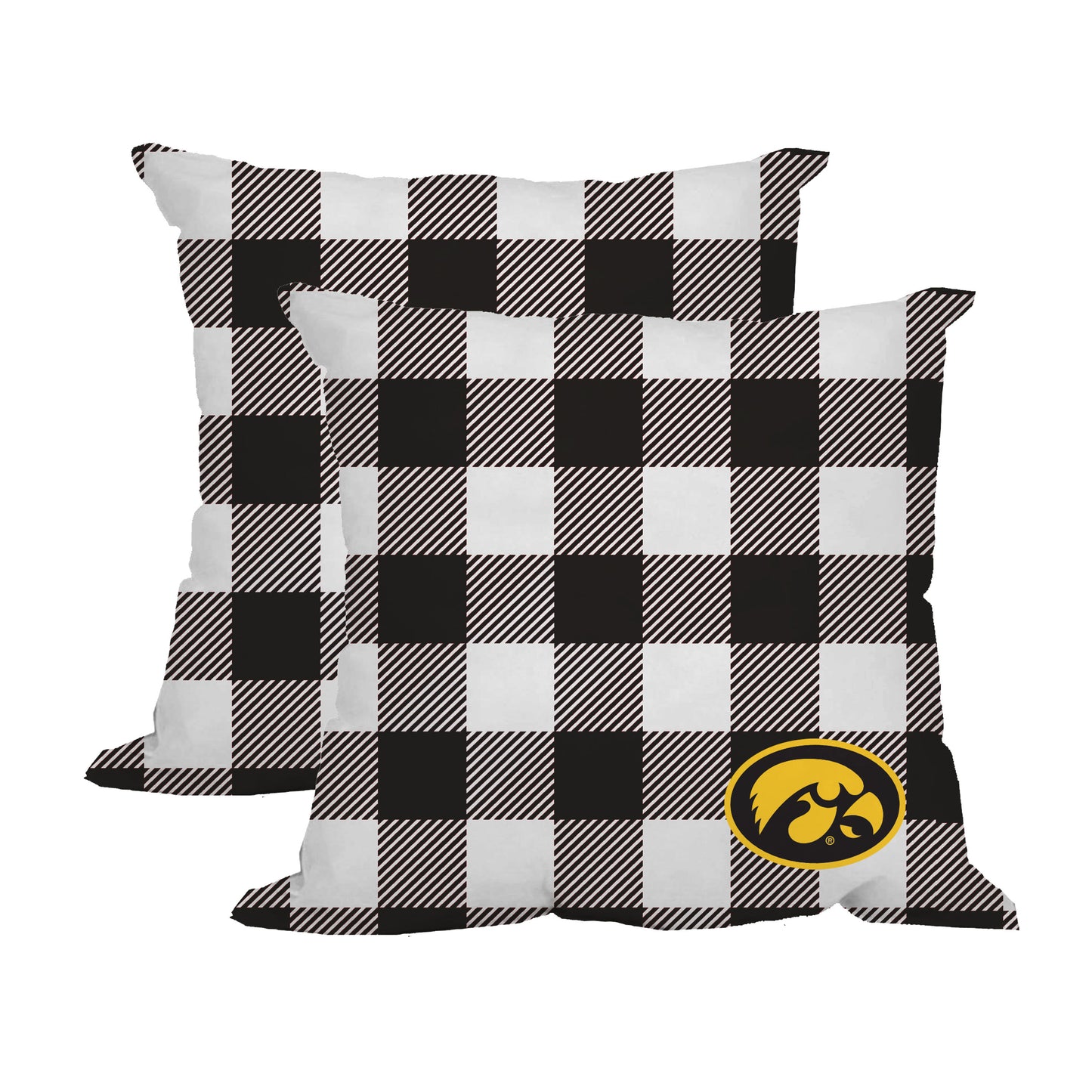 Iowa Hawkeyes 2-Pack Buffalo Check Plaid Outdoor Pillow Set