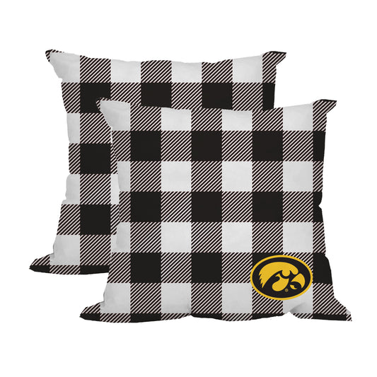 Iowa Hawkeyes 2-Pack Buffalo Check Plaid Outdoor Pillow Set