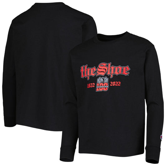 Youth Champion Black Ohio State Buckeyes 100th Anniversary The Shoe Long Sleeve T-Shirt