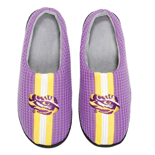 Men's FOCO Purple LSU Tigers Team Stripe Memory Foam Slide Slippers