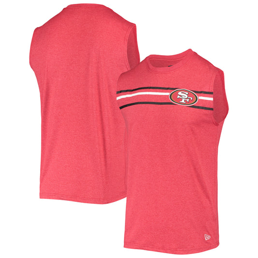 Men's New Era Scarlet San Francisco 49ers Brushed Sleeveless Tank Top