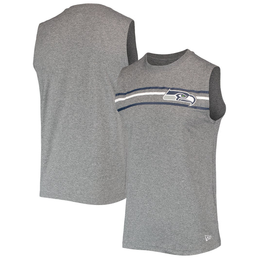 Men's New Era Heathered Gray Seattle Seahawks Brushed Sleeveless Tank Top