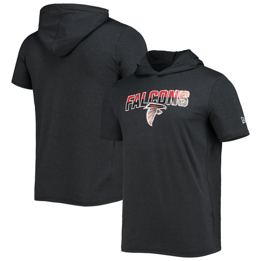 Men's New Era Heathered Black Atlanta Falcons Team Brushed Hoodie T-Shirt