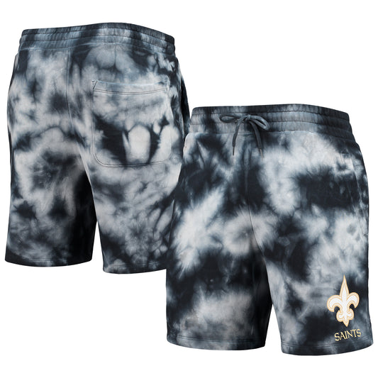 Men's New Era Black New Orleans Saints Tie-Dye Shorts