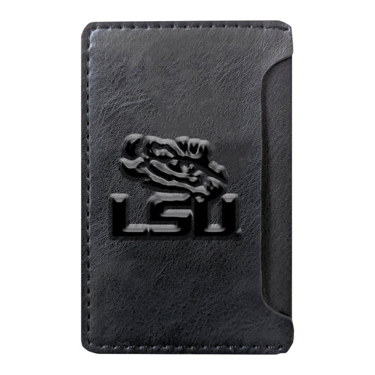 Black LSU Tigers Debossed Faux Leather Phone Wallet Sleeve