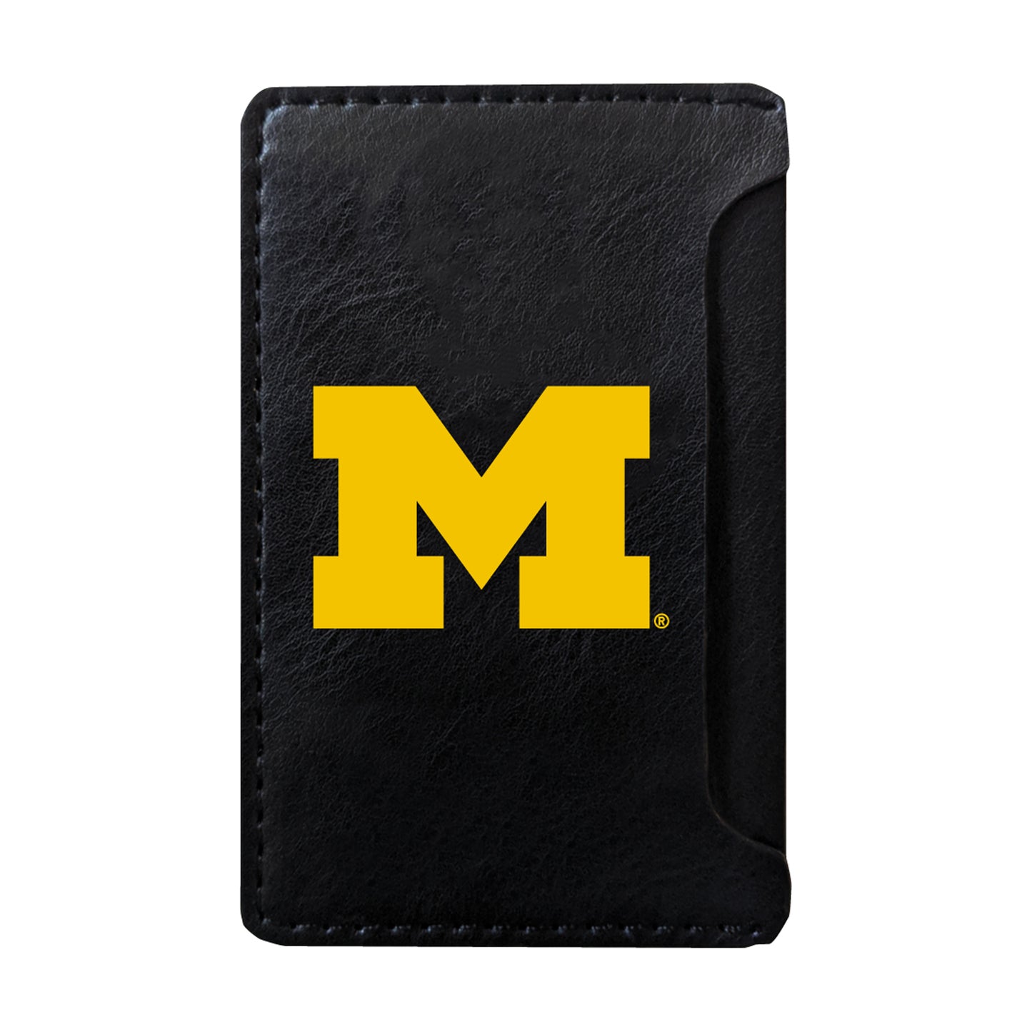 Black Michigan Wolverines Faux Leather Phone Wallet Sleeve