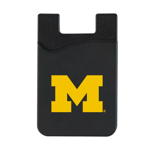 Black Michigan Wolverines Top Loading Faux Leather Phone Wallet Sleeve