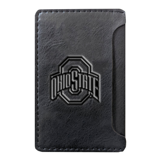 Black Ohio State Buckeyes Debossed Faux Leather Phone Wallet Sleeve