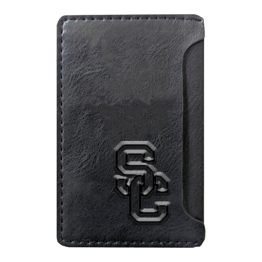 Black USC Trojans Debossed Faux Leather Phone Wallet Sleeve