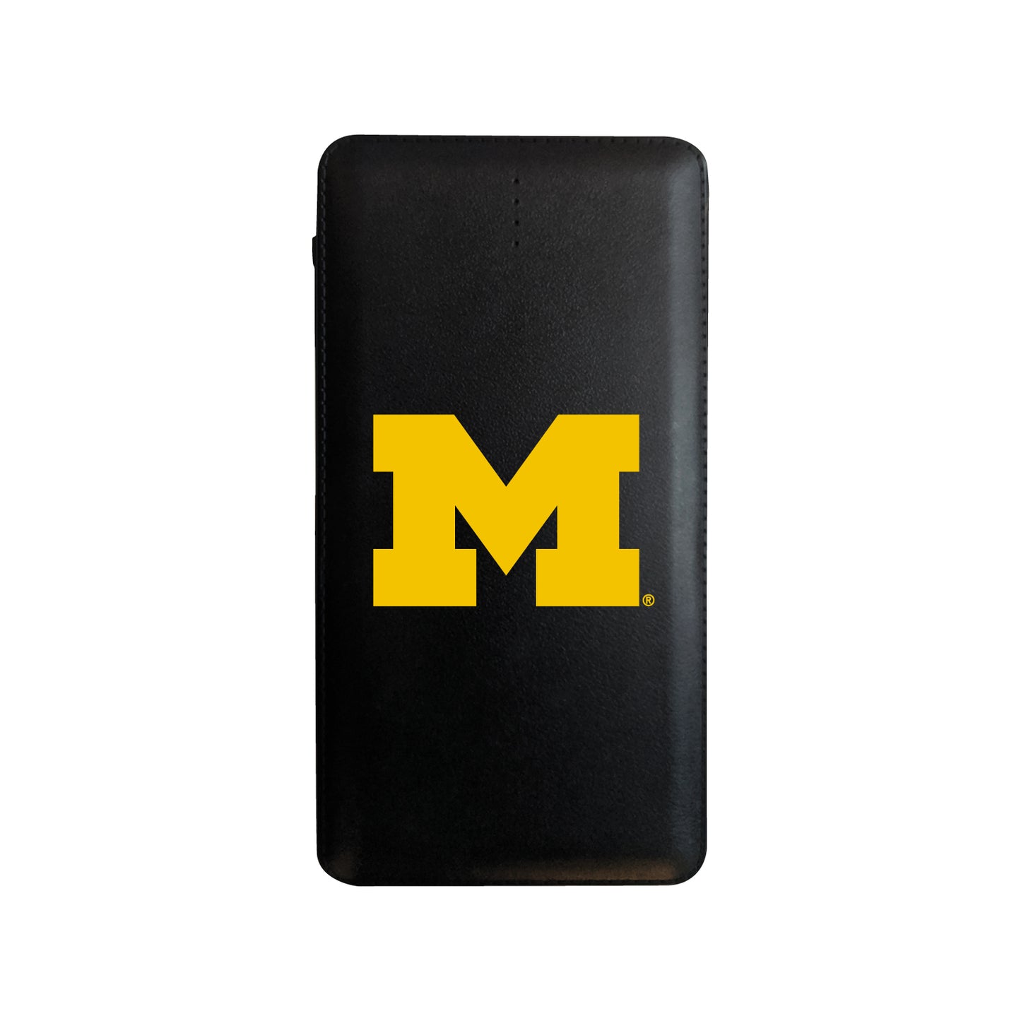 Black Michigan Wolverines Faux Leather Power Bank