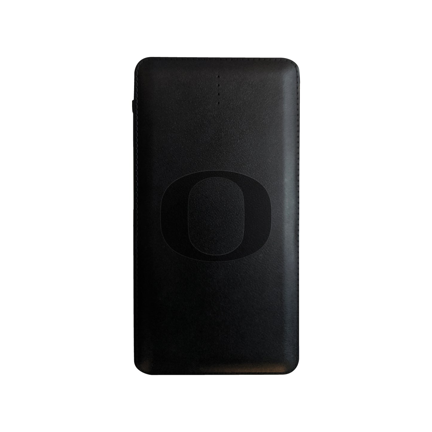 Black Oregon Ducks Debossed Faux Leather Power Bank