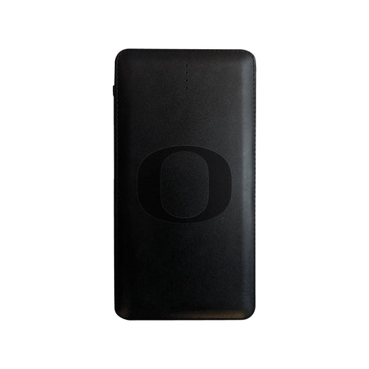 Black Oregon Ducks Debossed Faux Leather Power Bank