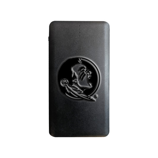 Black Florida State Seminoles Debossed Faux Leather Power Bank