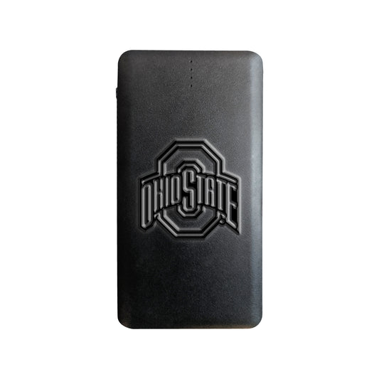 Black Ohio State Buckeyes Debossed Faux Leather Power Bank