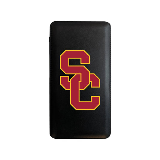 Black USC Trojans Faux Leather Power Bank