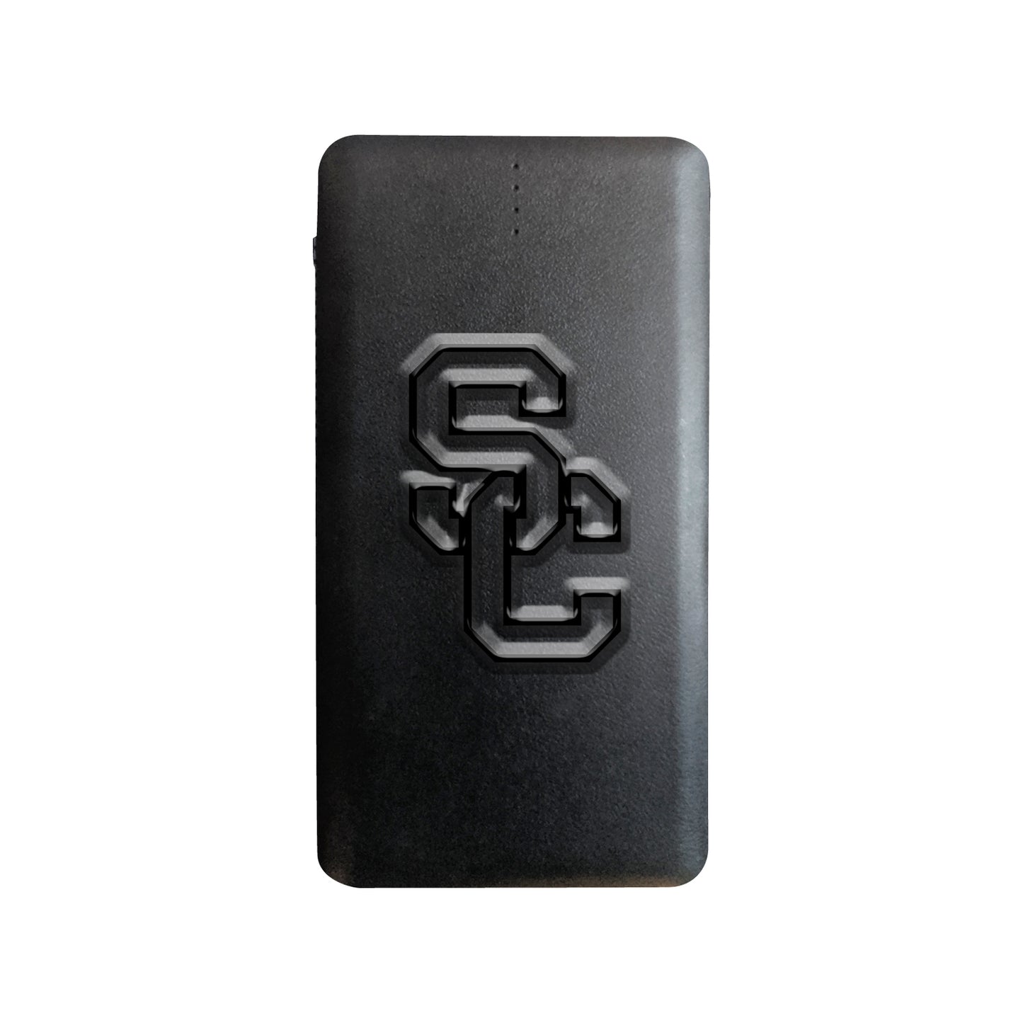 Black USC Trojans Debossed Faux Leather Power Bank