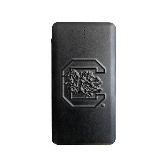 Black South Carolina Gamecocks Debossed Faux Leather Power Bank