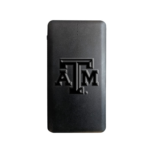 Black Texas A&M Aggies Debossed Faux Leather Power Bank