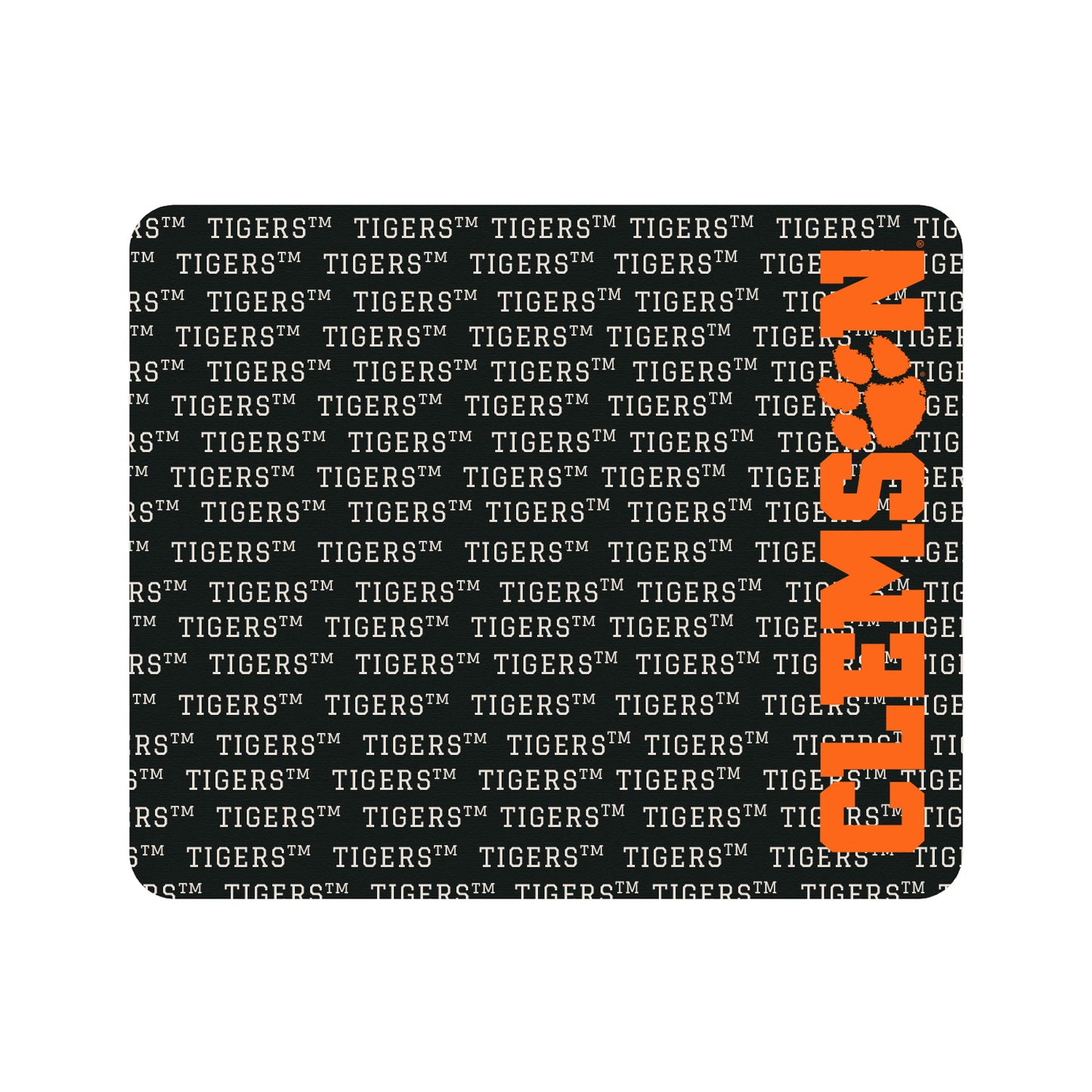 Black Clemson Tigers Repeat Text Mouse Pad