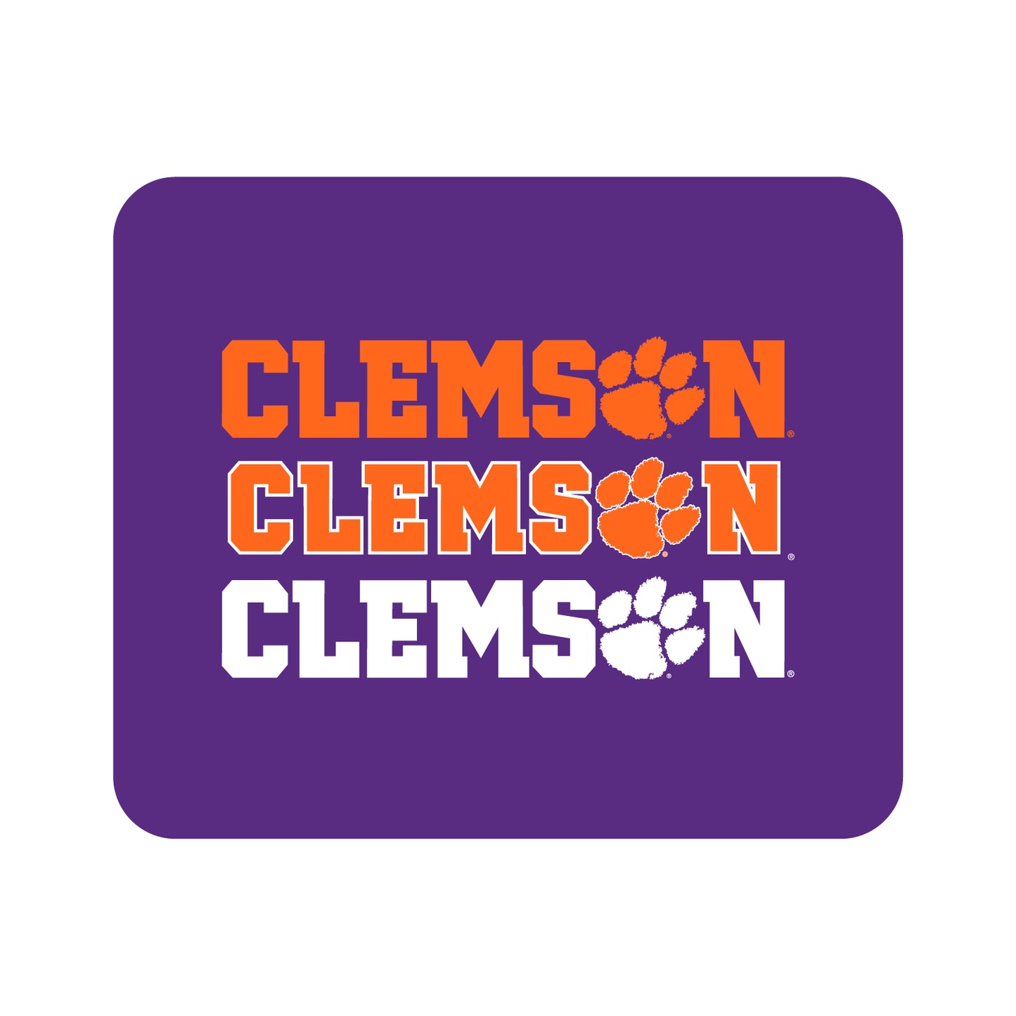 Purple Clemson Tigers Wordmark Logo Mouse Pad