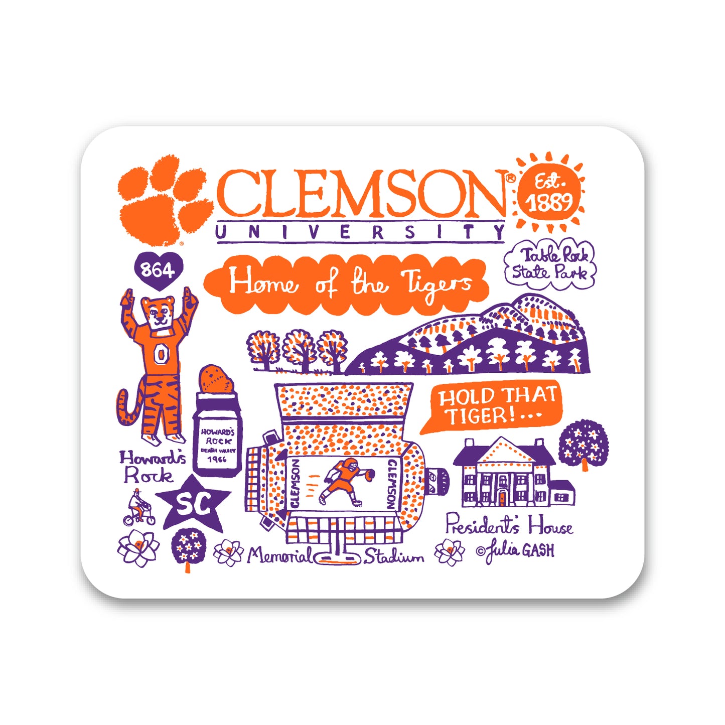 White Clemson Tigers Mouse Pad