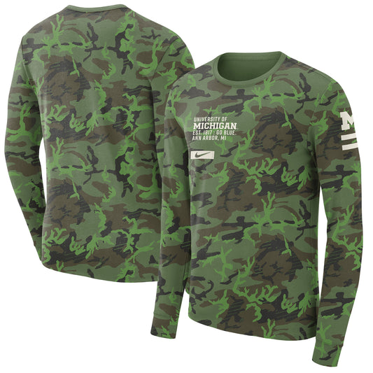 Men's Nike Camo Michigan Wolverines Military Long Sleeve T-Shirt