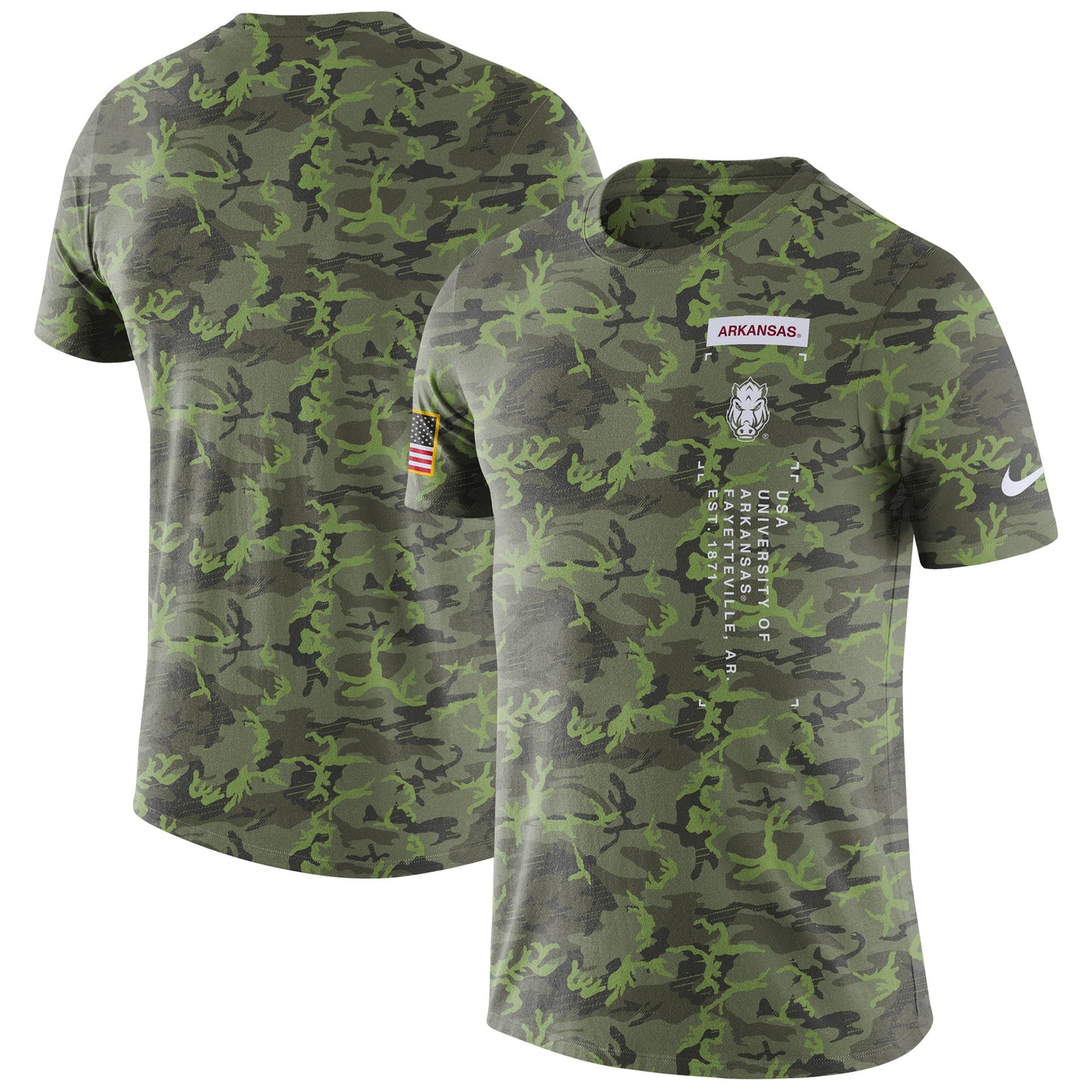 Men's Nike Camo Arkansas Razorbacks Military T-Shirt