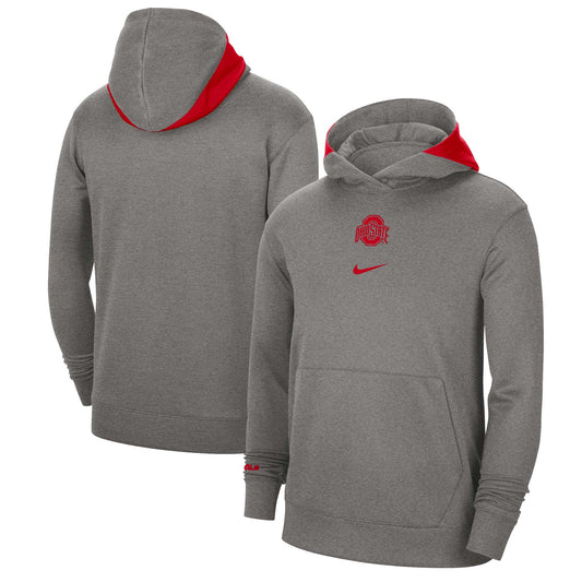 Men's Nike Heather Gray Ohio State Buckeyes Team Basketball Spotlight Performance Pullover Hoodie