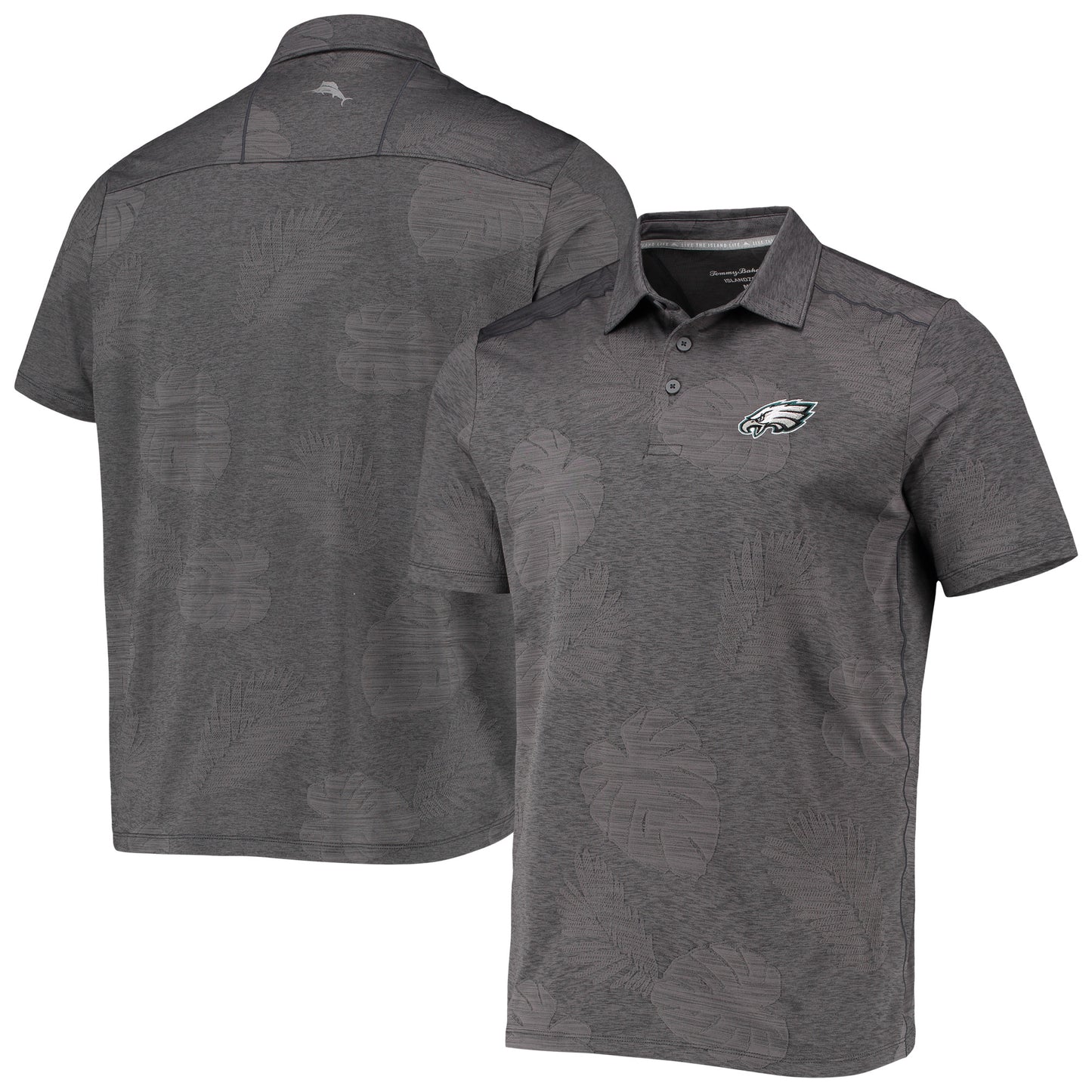 Men's Tommy Bahama Gray Philadelphia Eagles Palm Coast Delray Frond Allover IslandZone Polo