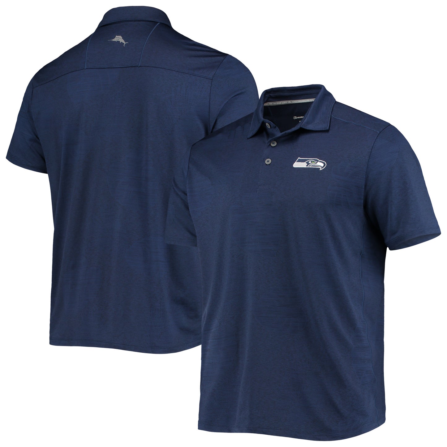 Men's Tommy Bahama College Navy Seattle Seahawks Palm Coast Delray Frond Allover IslandZone Polo