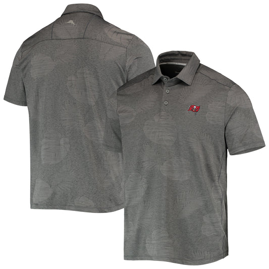 Men's Tommy Bahama Gray Tampa Bay Buccaneers Palm Coast Delray Frond Allover IslandZone Polo