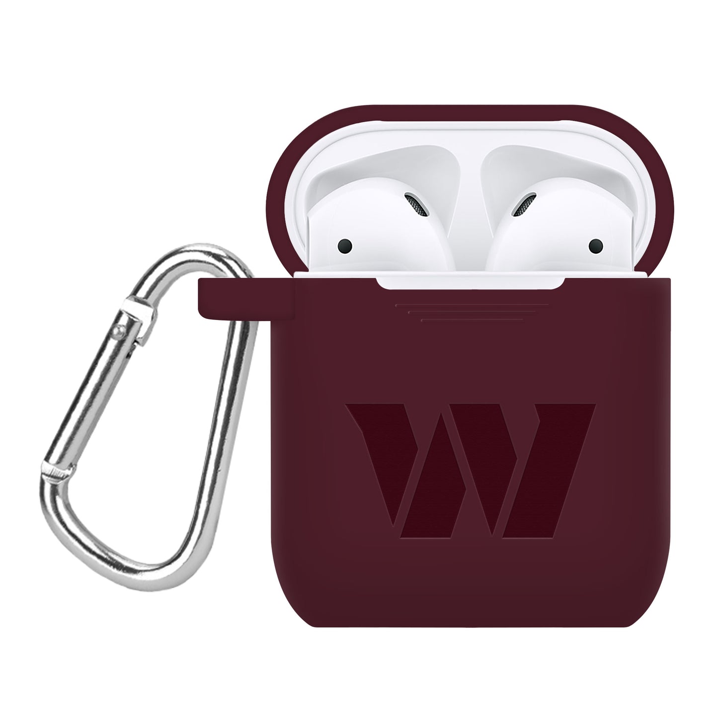 Burgundy Washington Commanders Debossed Silicone AirPods Case Cover