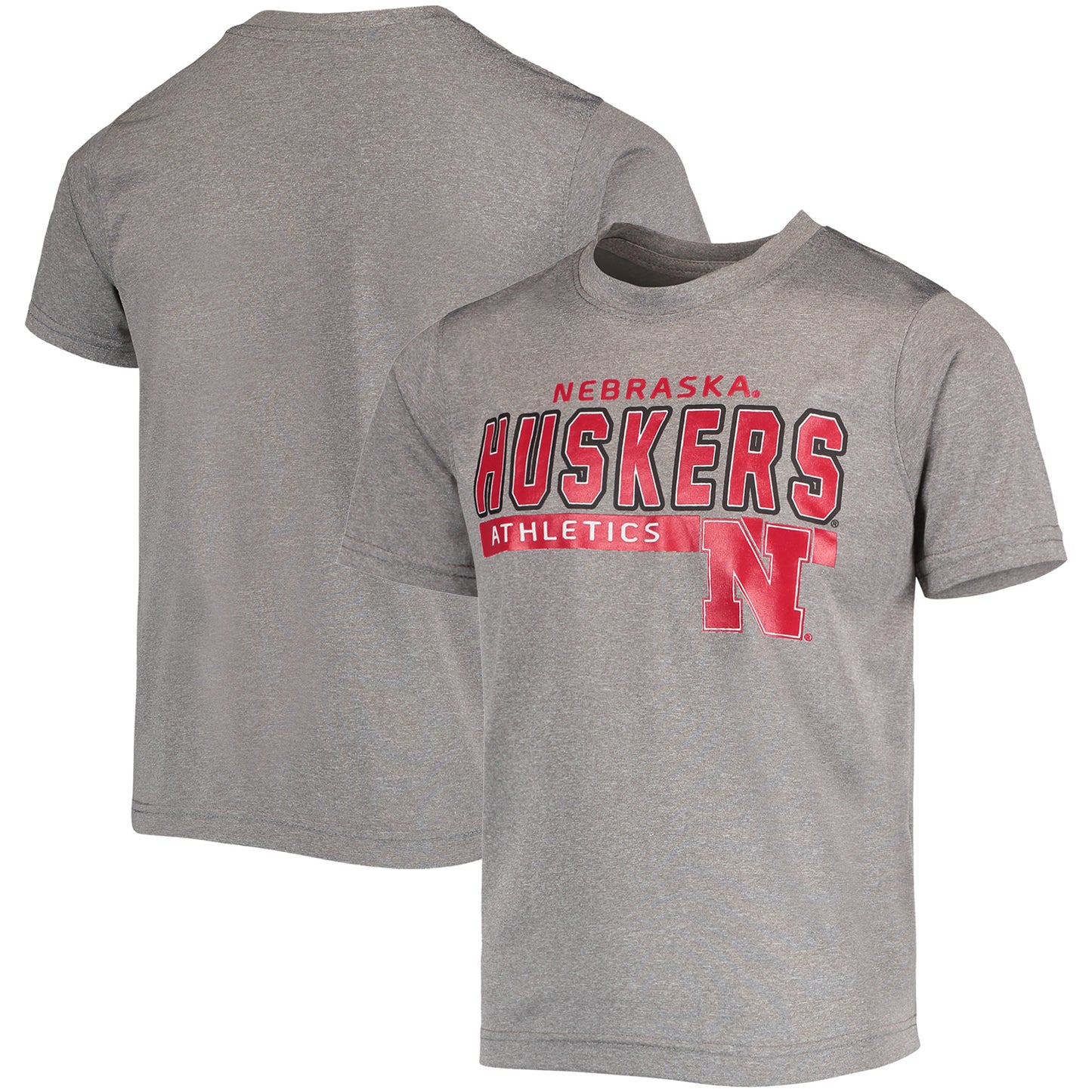 Youth Heathered Gray Nebraska Huskers Logo Wordmark T-Shirt