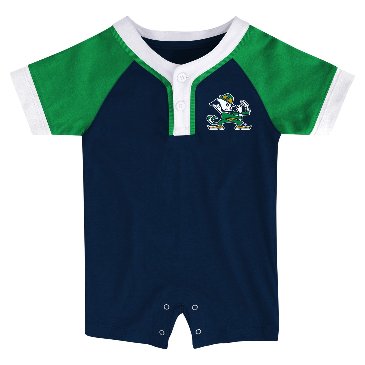 Infant Navy/Green Notre Dame Fighting Irish Raglan Romper