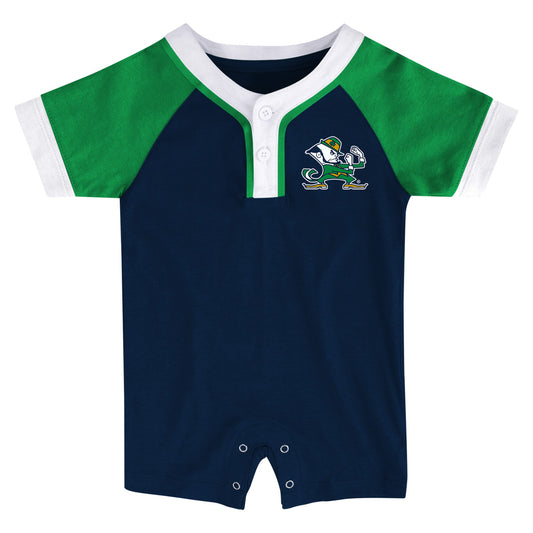 Infant Navy/Green Notre Dame Fighting Irish Raglan Romper