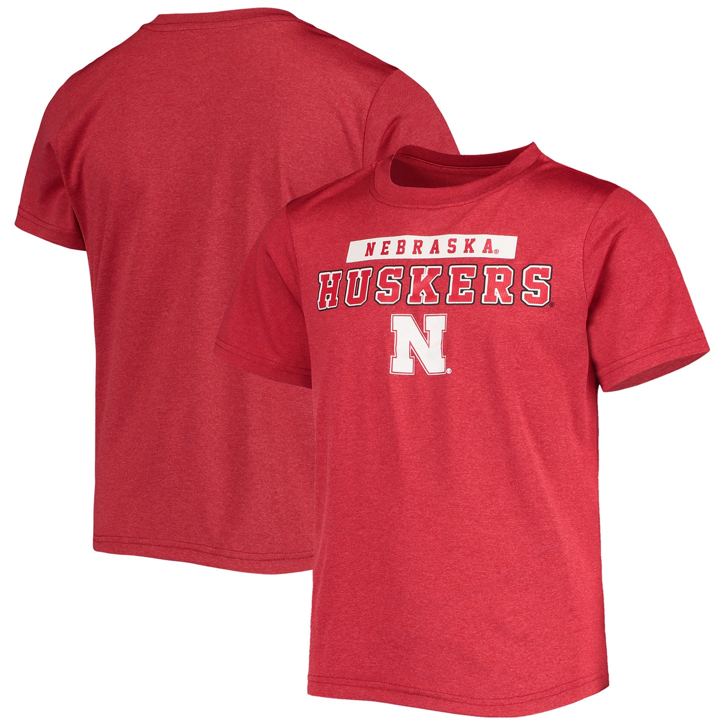 Youth Scarlet Nebraska Huskers Block T-Shirt