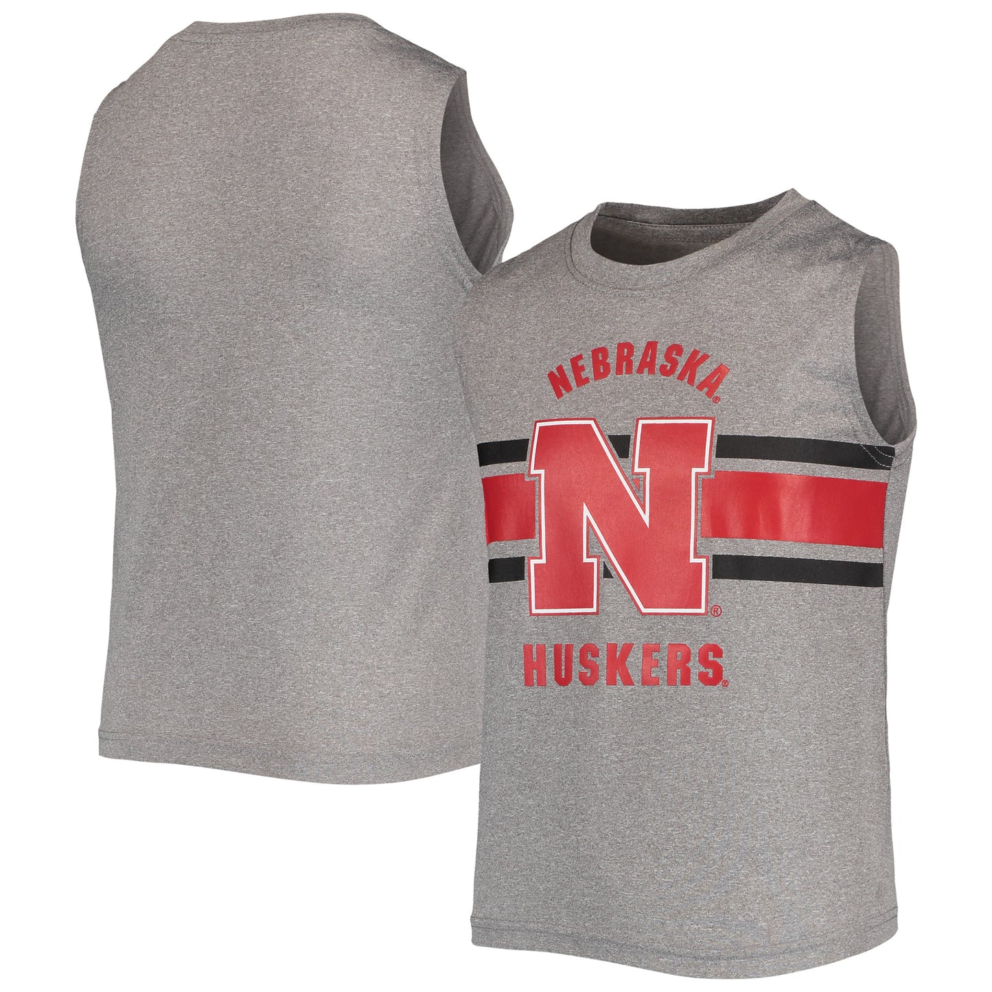 Youth Heathered Gray Nebraska Huskers Sleeveless T-Shirt