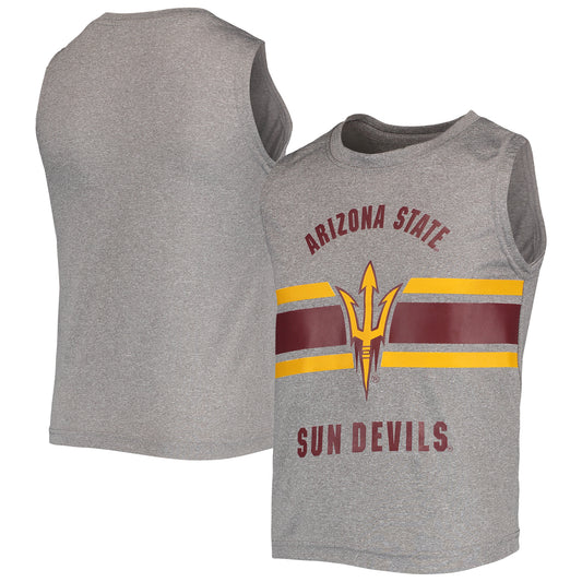 Youth Heathered Gray Arizona State Sun Devils Sleeveless T-Shirt