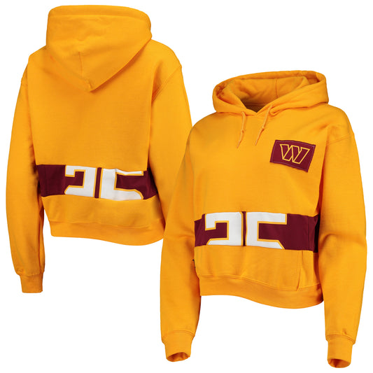 Women's Refried Apparel Gold Washington Commanders Cropped Pullover Hoodie