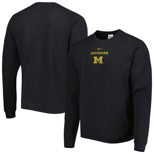 Men's Nike Charcoal Michigan Wolverines Campus Block Club Pullover Sweatshirt