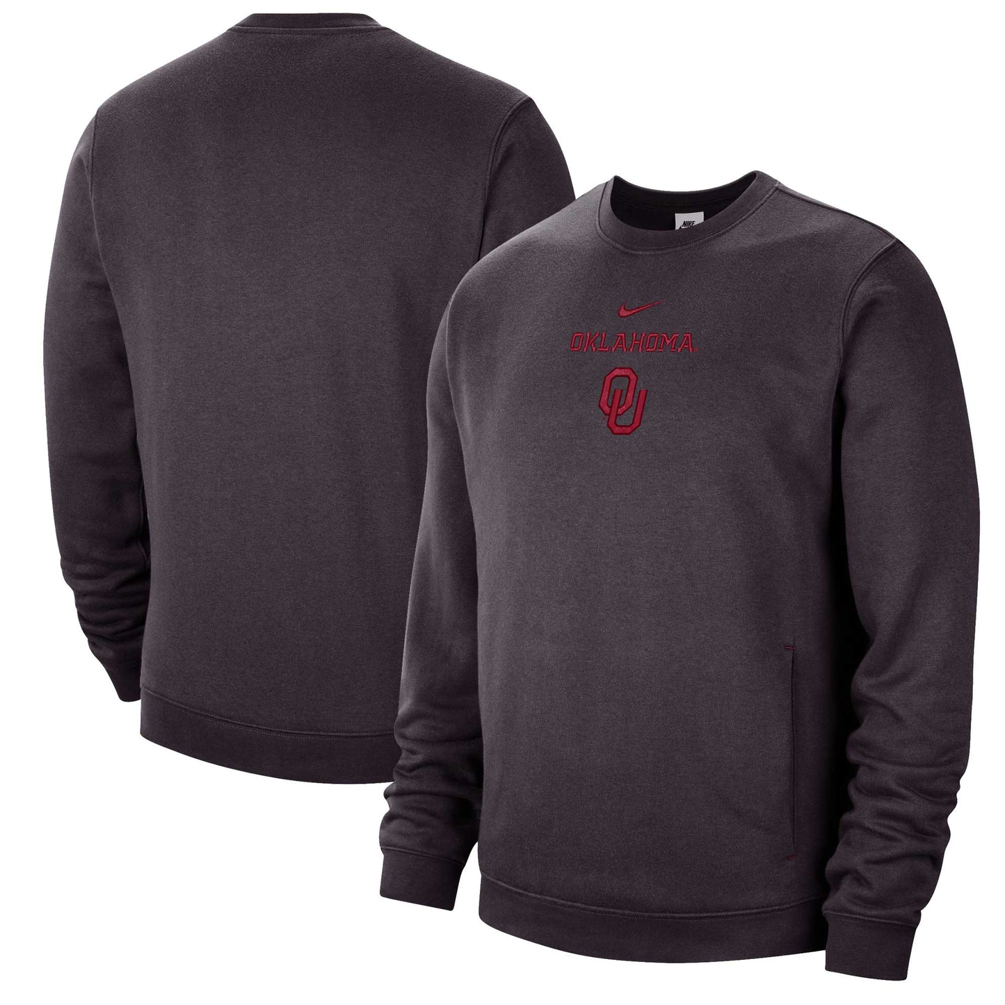 Men's Nike Charcoal Oklahoma Sooners Campus Block Club Pullover Sweatshirt