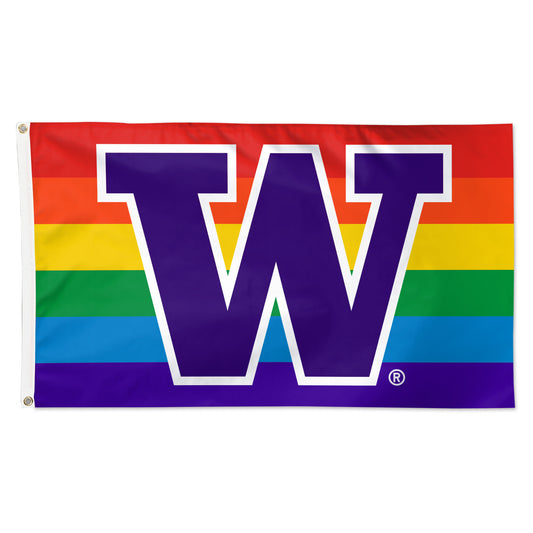 WinCraft Washington Huskies 3' x 5' Single-Sided Deluxe Team Pride Flag