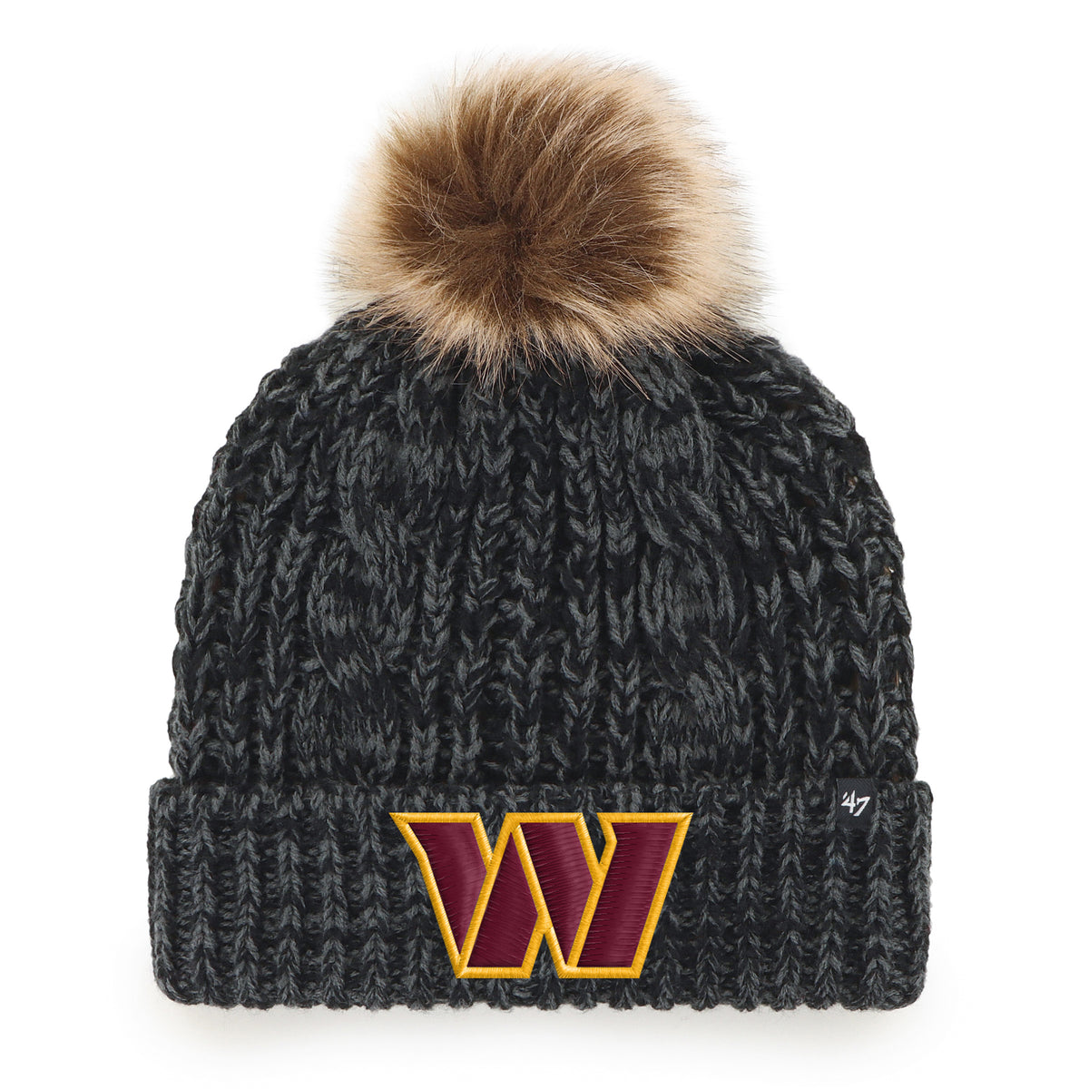 Women's '47 Black Washington Commanders Meeko Cuffed Knit Hat with Pom