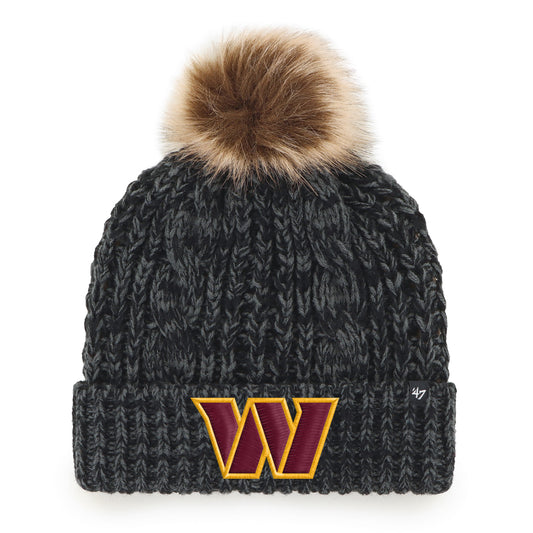 Women's '47 Black Washington Commanders Meeko Cuffed Knit Hat with Pom