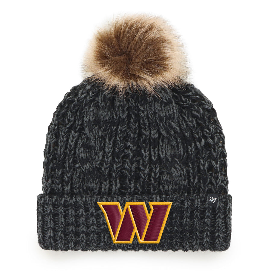 Women's '47 Black Washington Commanders Meeko Cuffed Knit Hat with Pom